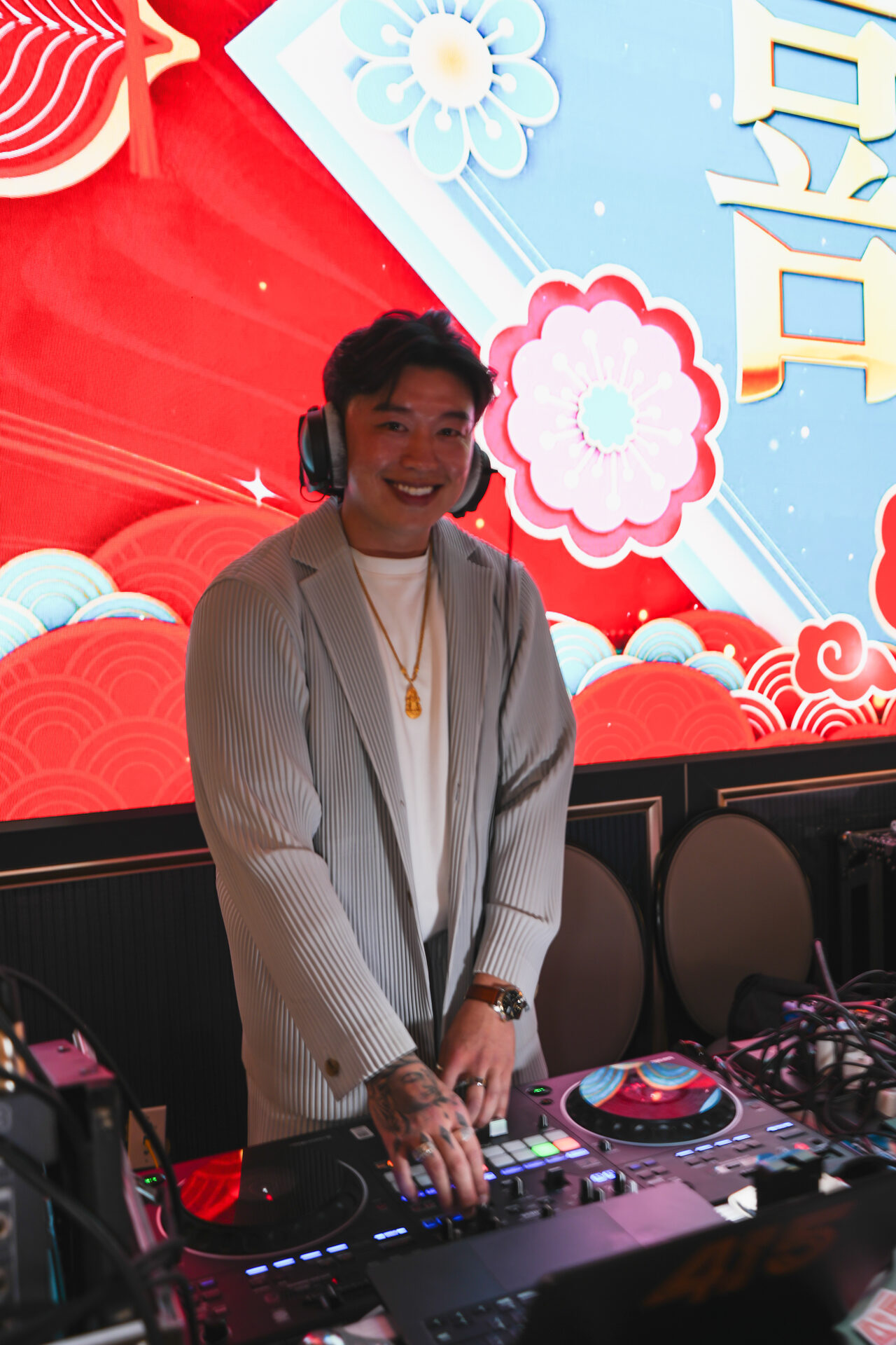 DJ 4WAN5 — Hyphy Wedding DJ — behind the decks at a Bay Area event